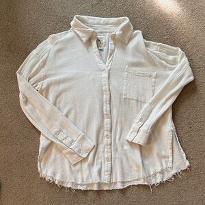 Billabong Button-Front Long Sleeve Shirt - Cream